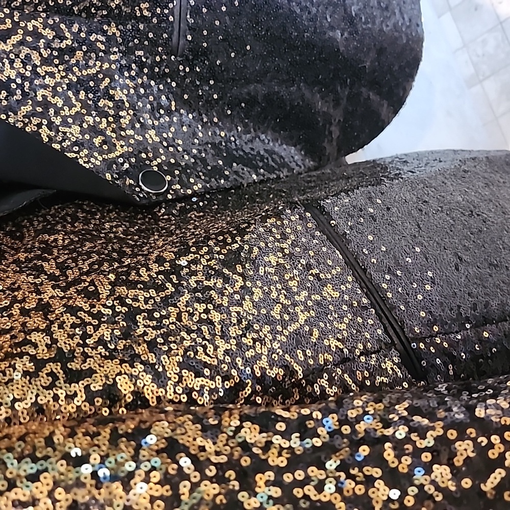Coofundy Men's Large suit jacket black to gold sequenc ombre - Picture 4 of 7